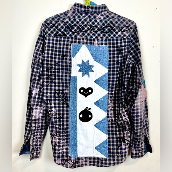 pre loved + remixed checkered button down by catchoo - Picture 4 of 4